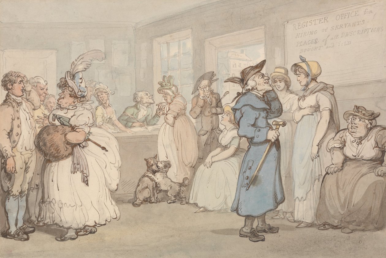 Palvelutoimiston rekisteritoimisto tekijältä Thomas Rowlandson
