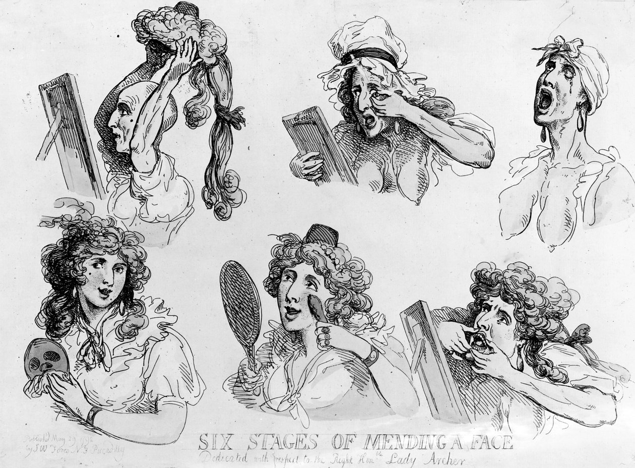 "Six Stages of Making a Face", painanut S.W. Fores, 1792 tekijältä Thomas Rowlandson