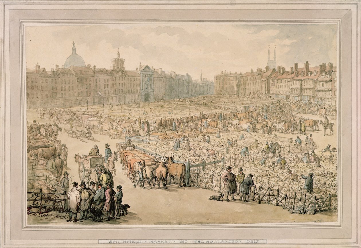 Smithfield Market, 1810 tekijältä Thomas Rowlandson