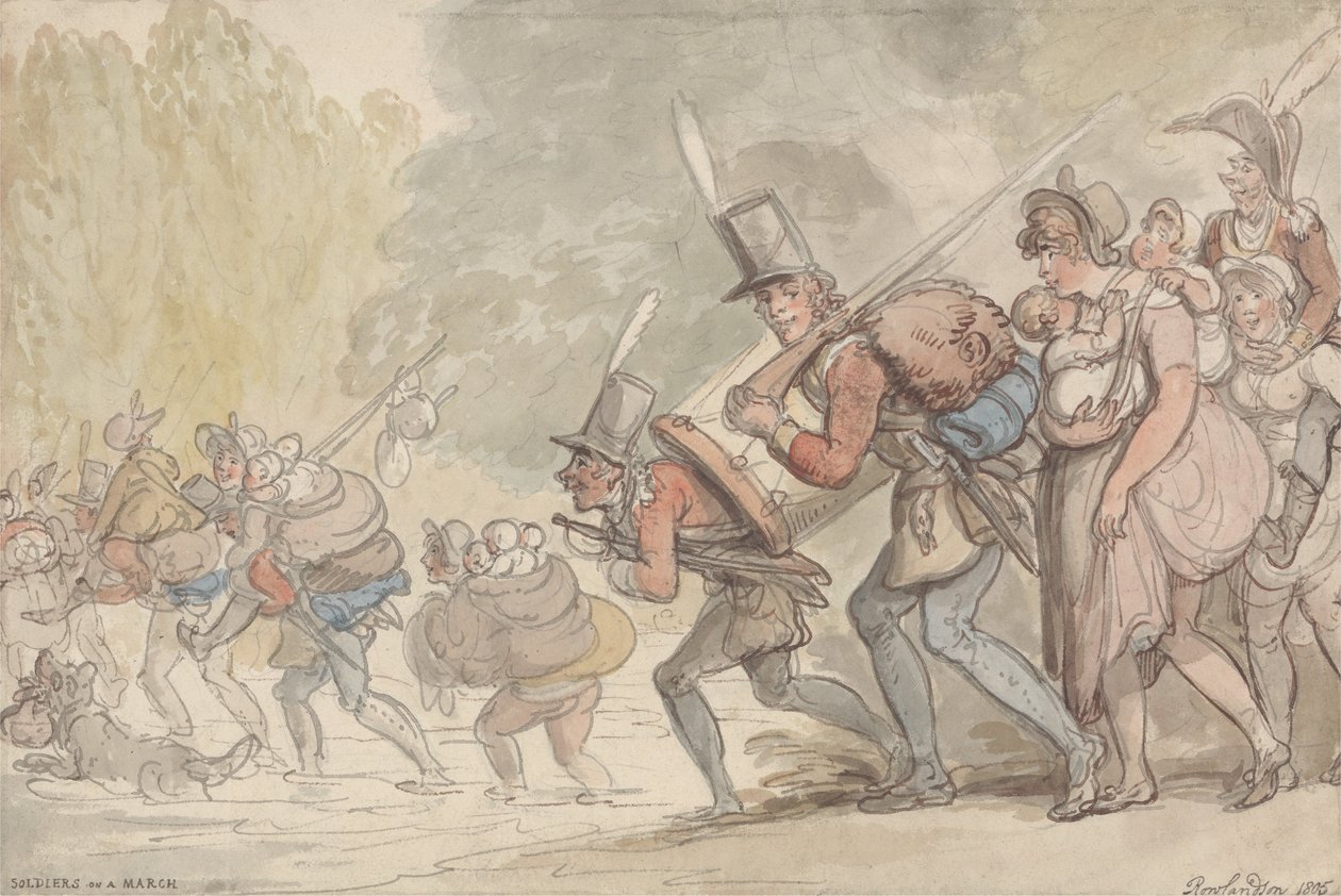 Sotilaat maaliskuussa tekijältä Thomas Rowlandson