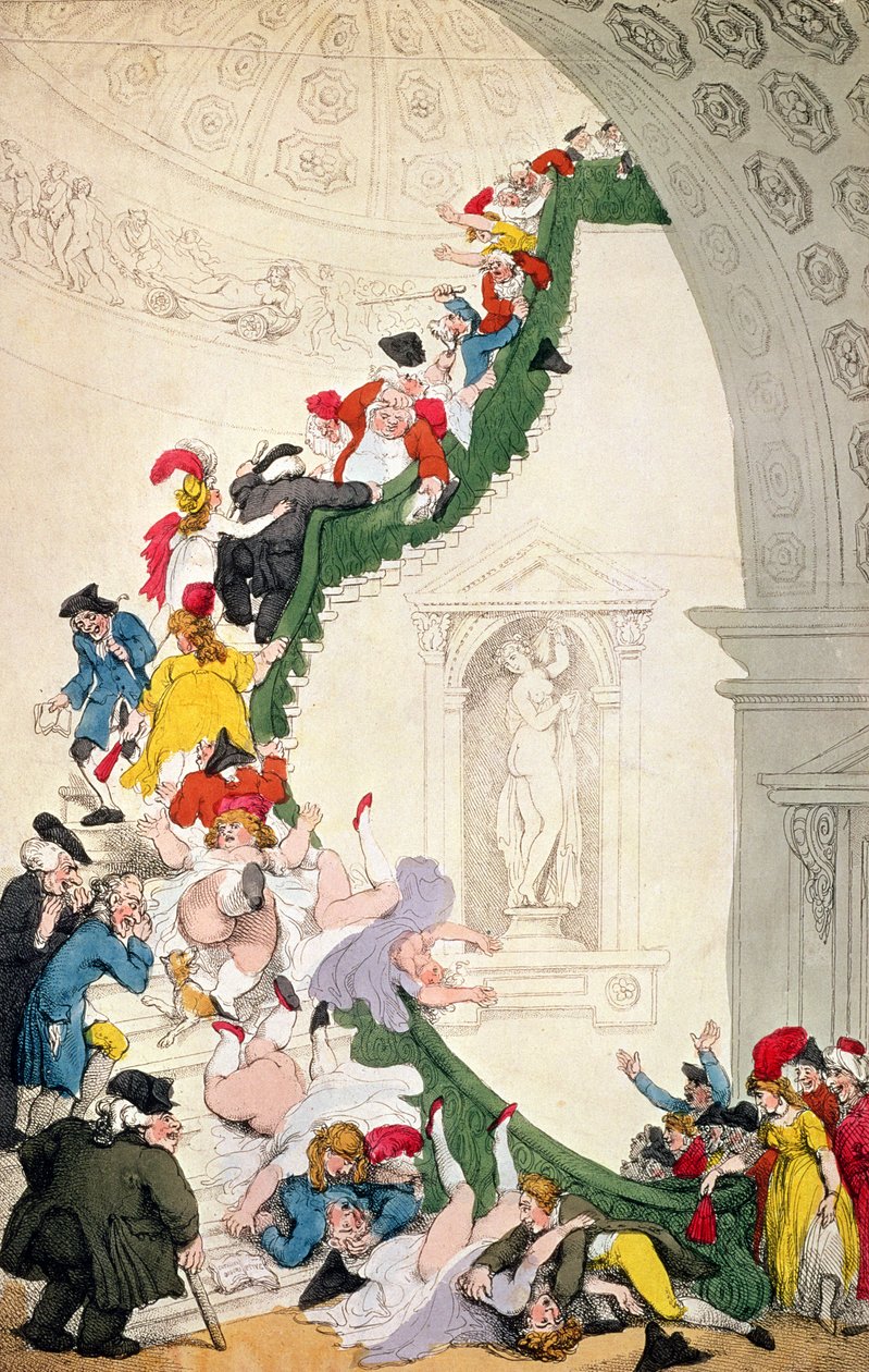 The Exhibition Stare Case, n. 1800 tekijältä Thomas Rowlandson