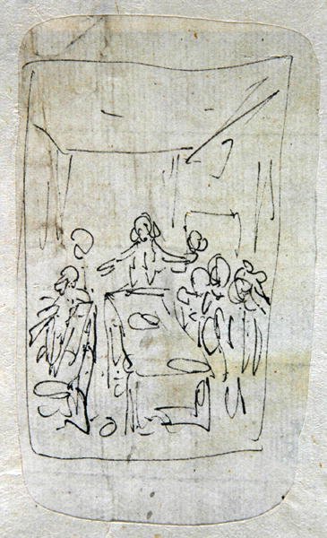 Viimeinen ehtoollinen, 1760-90 (kynä ja muste, pesu grafiitin päällä paperilla) tekijältä Thomas Rowlandson