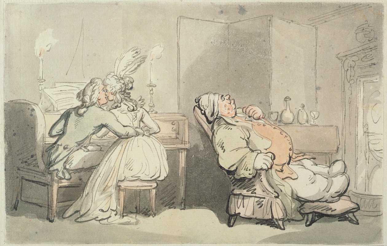 Musiikkimestari, Scenes at Bathista (wc ja kynä ja muste paperille) tekijältä Thomas Rowlandson
