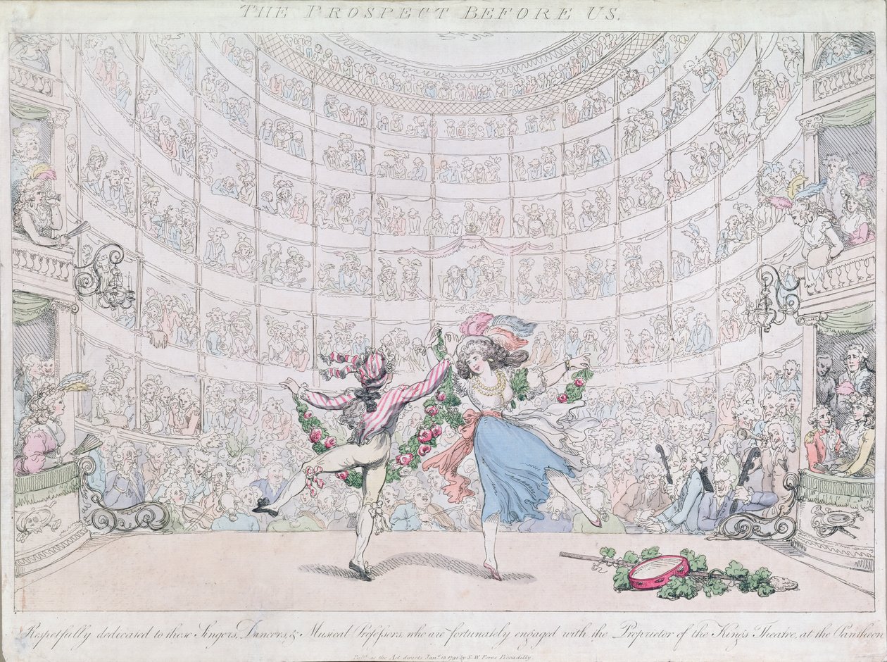 Pantheon, Oxford Street, julkaisija S.W. Fores, 1791 (värillinen etsaus) tekijältä Thomas Rowlandson