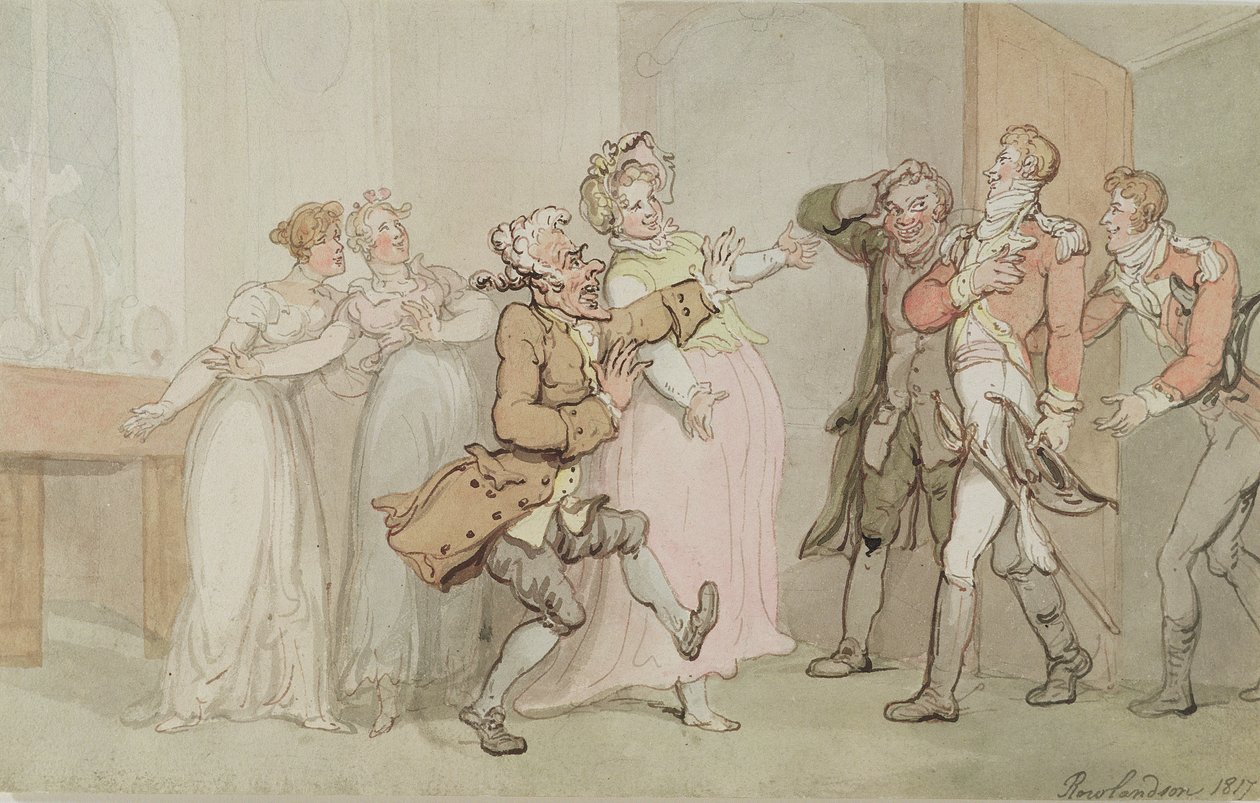 Sotilaan paluu, 1817 (wc ja kynä ja muste paperille) tekijältä Thomas Rowlandson