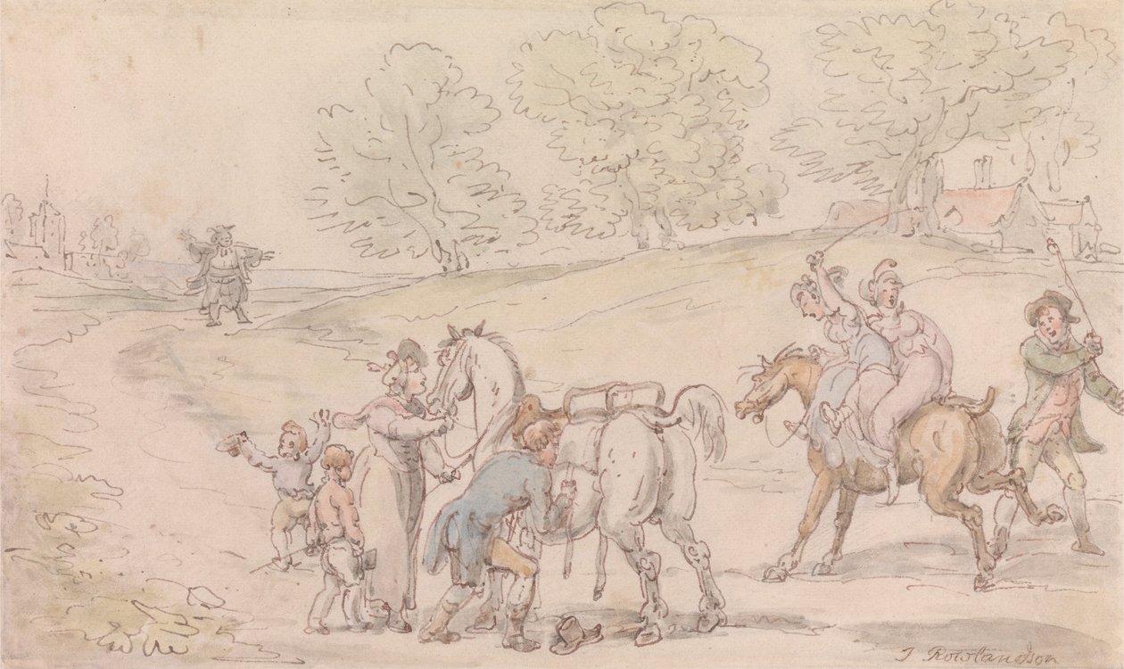 Wakefieldin kirkkoherra - kirkkoherran perhe matkalla kirkkoon tekijältä Thomas Rowlandson