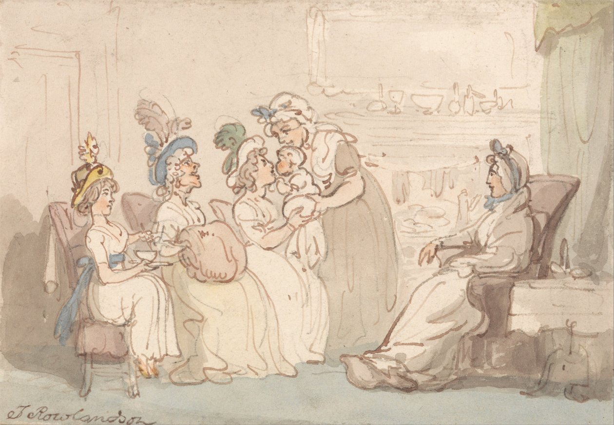 Vierailijoille näytetään vauva tekijältä Thomas Rowlandson