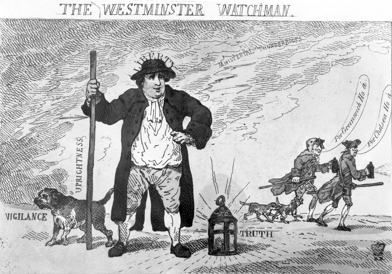 Westminster Watchman, 1784 tekijältä Thomas Rowlandson