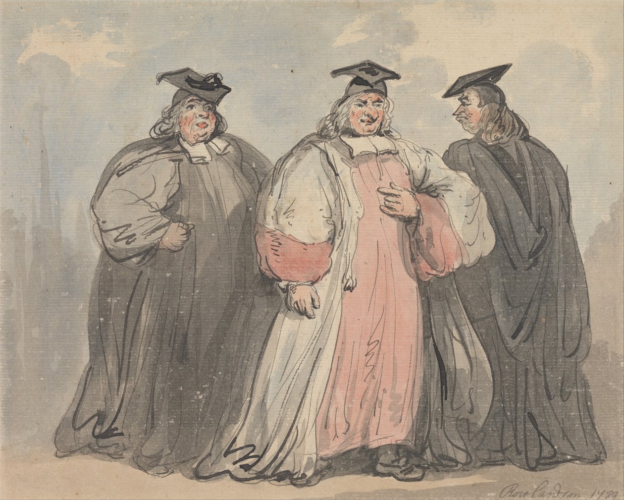 Kolme pappisopettajaa tekijältä Thomas Rowlandson