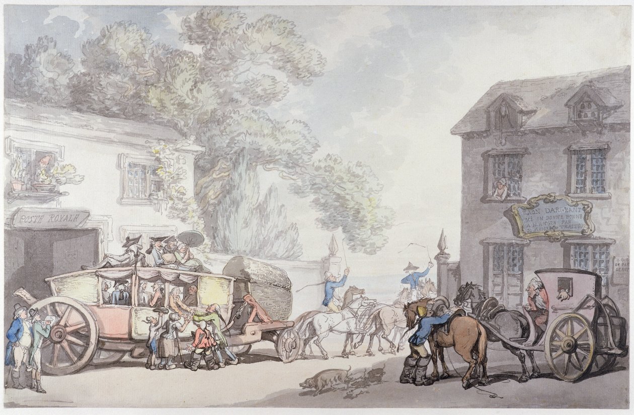 Matkalla Ranskassa, n.1790 (tussi ja tussi, wc paperille). tekijältä Thomas Rowlandson