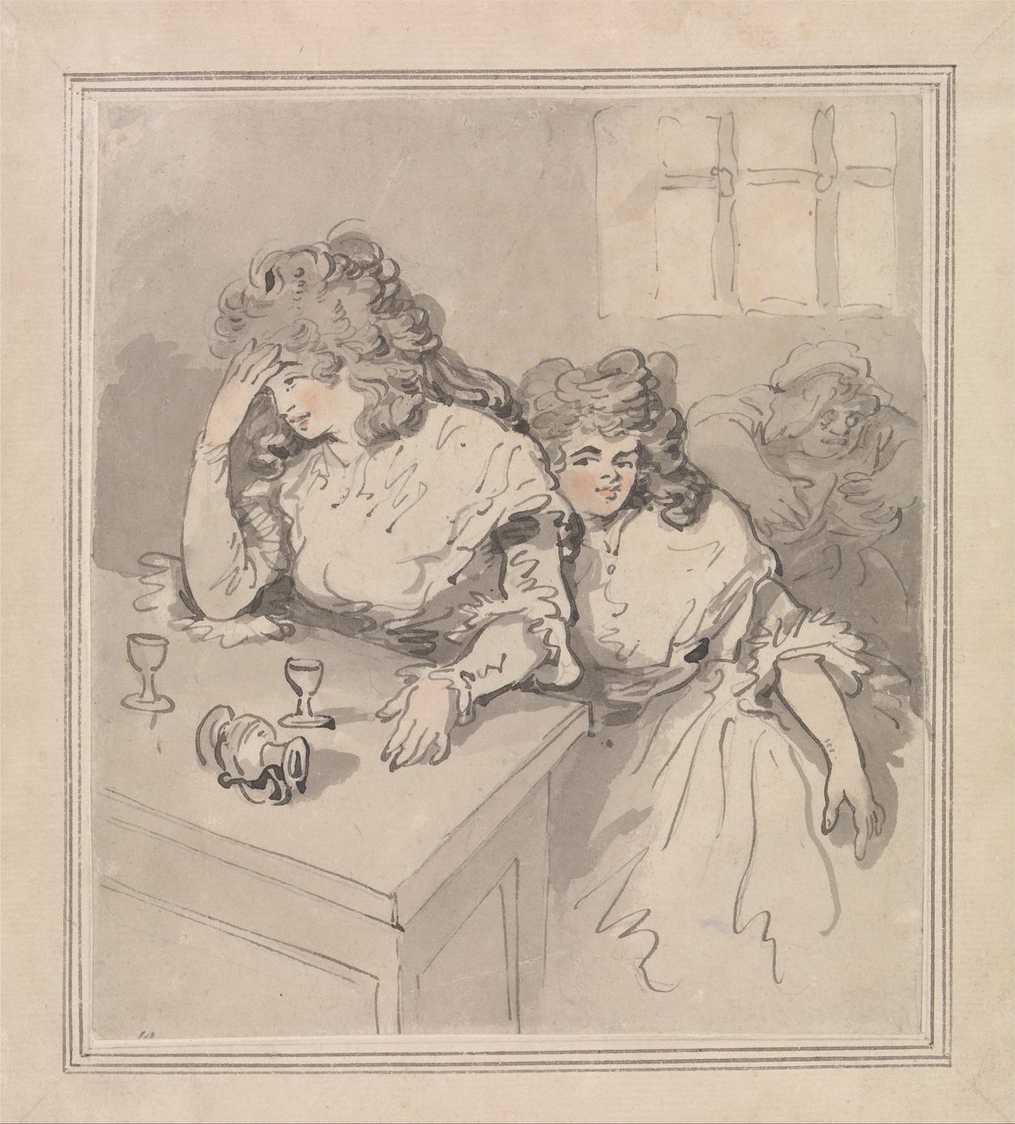 Kaksi tyttöä Tippling tekijältä Thomas Rowlandson