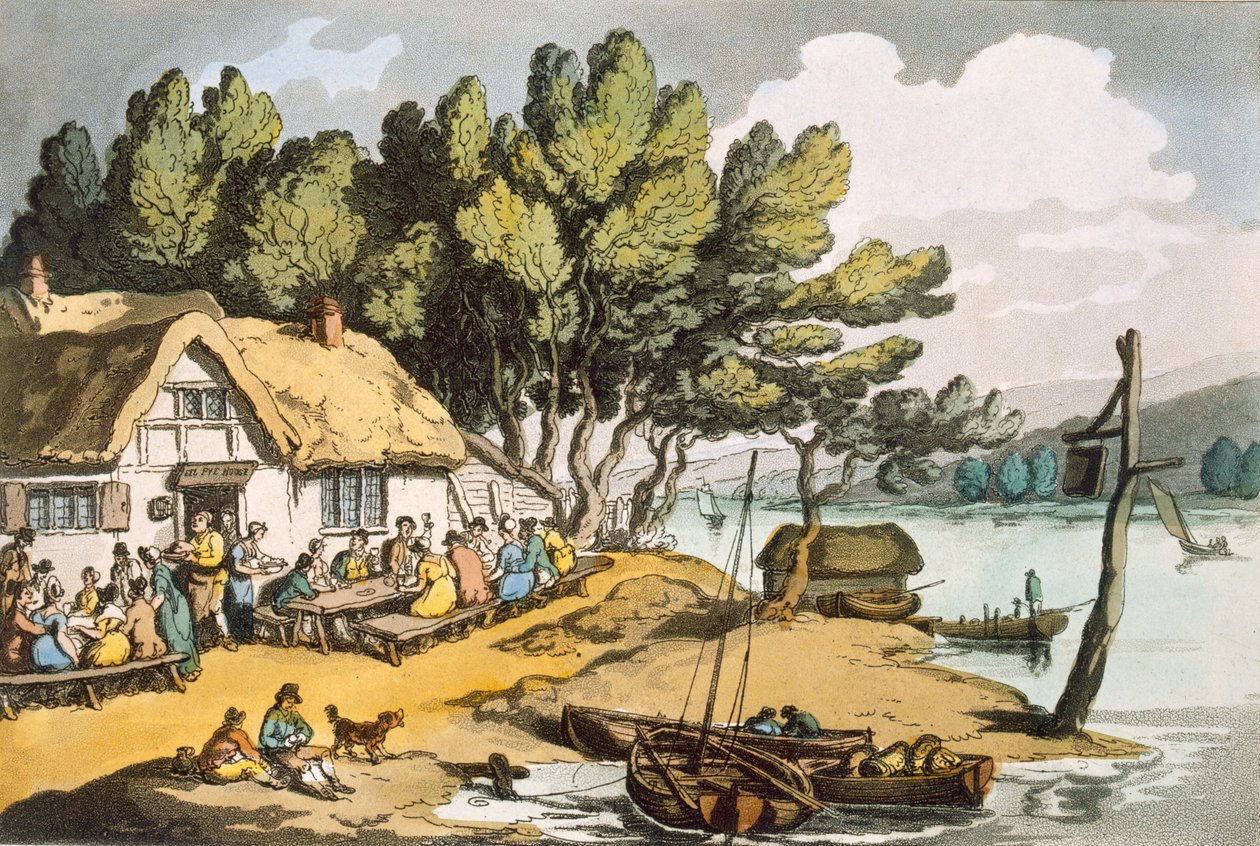 Näkymä lähellä Newportia, Isle of Wight, julkaisusta "Sketches from Nature", julkaistu 1822 (värillinen etsaus) tekijältä Thomas Rowlandson