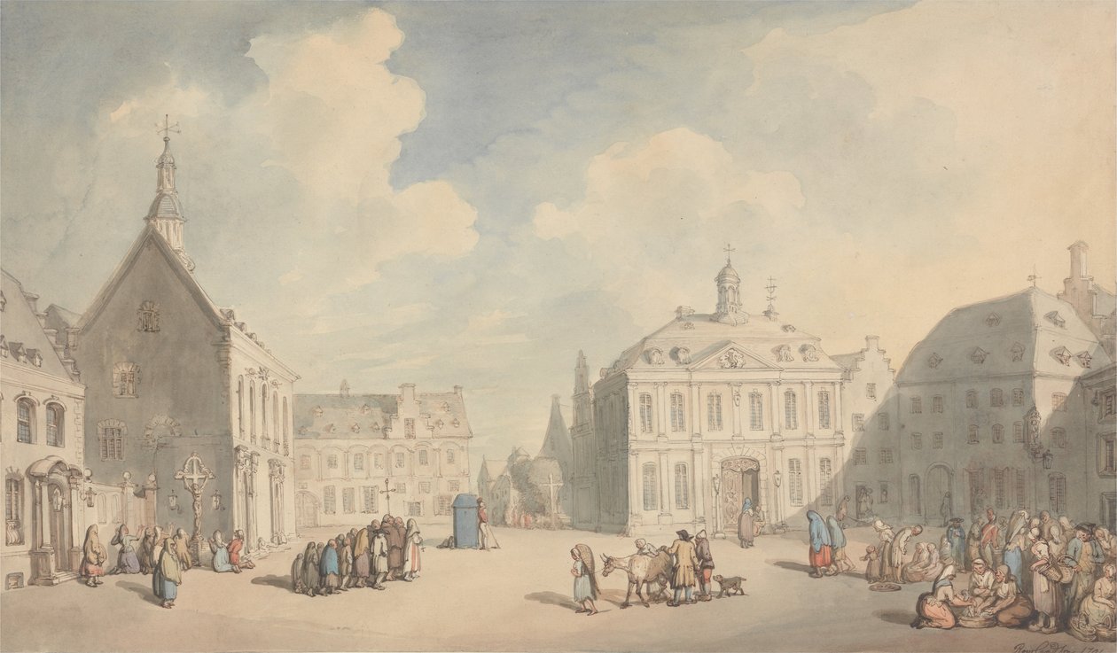 Näkymä Juliersin torille Westfalenissa tekijältä Thomas Rowlandson