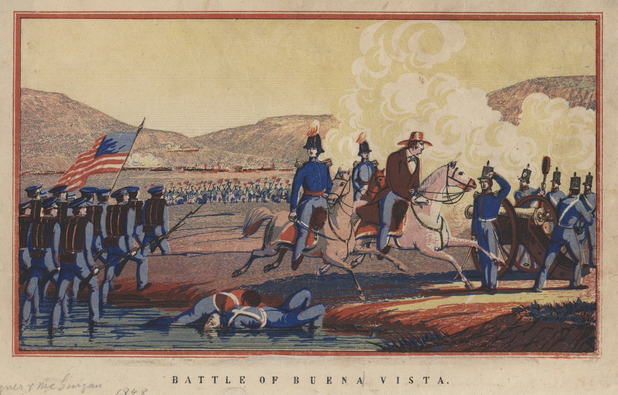 Buena Vistan taistelu, 1848 (kromoliitti) tekijältä Thomas S. Wagner