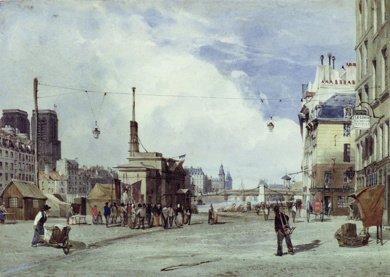 Quai de la Greve, Pariisi, vuonna 1837 tekijältä Thomas Shotter Boys