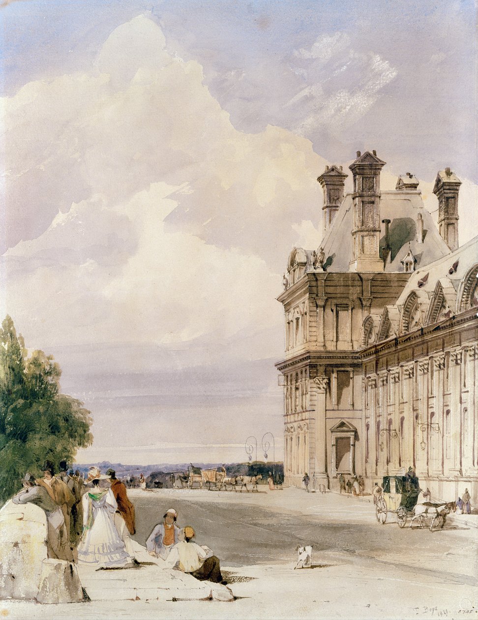 Näkymä lähellä Pont Royalia ja Pavillon de Flore, Tuileries tekijältä Thomas Shotter Boys