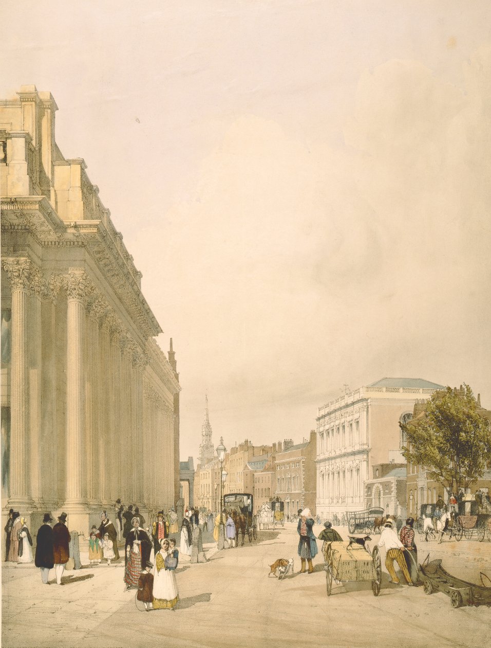 Näkymä Board of Tradesta, Whitehall Downing Streetiltä, 1842 tekijältä Thomas Shotter Boys