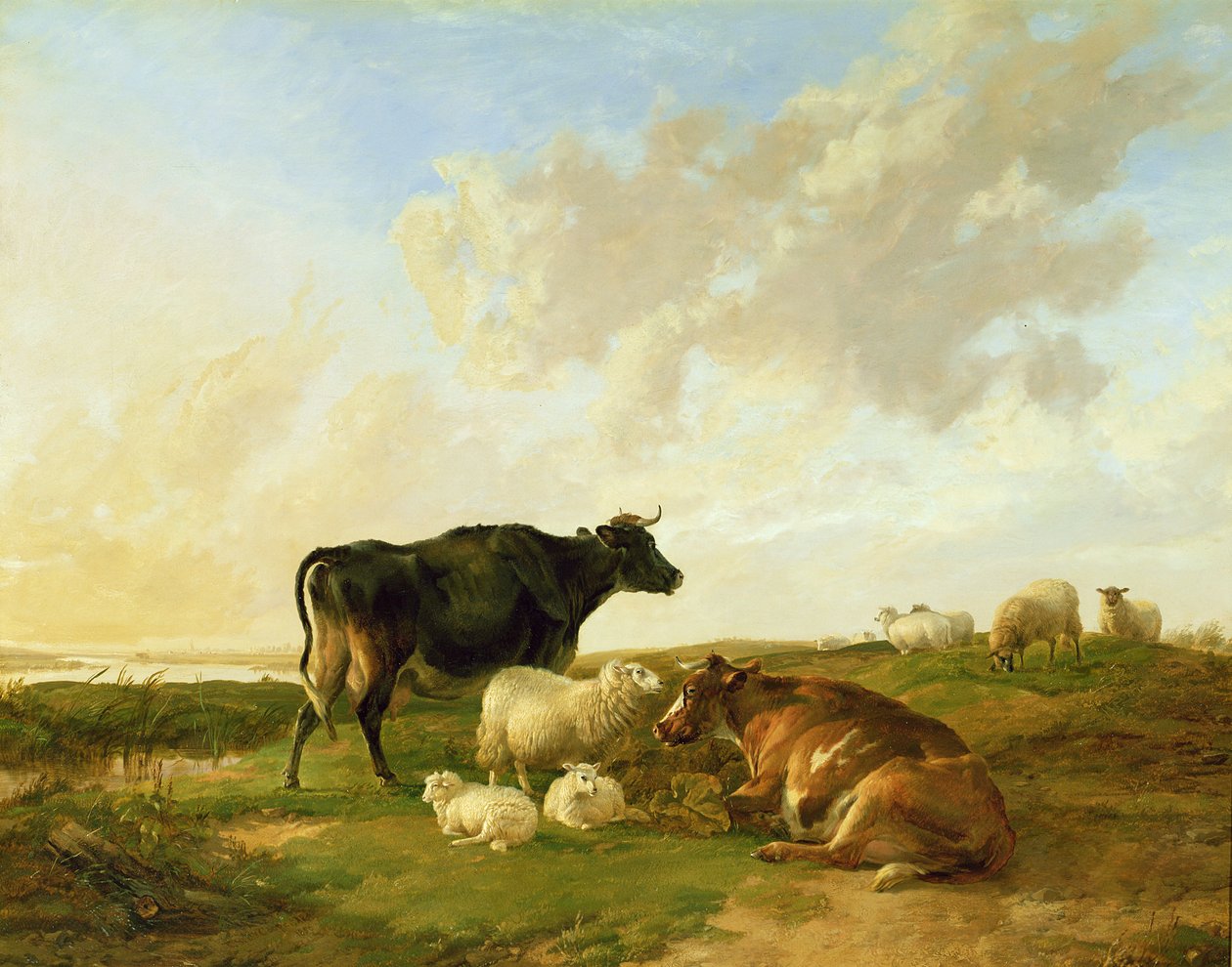 Maisema lehmien ja lampaiden kanssa, 1850 tekijältä Thomas Sidney Cooper