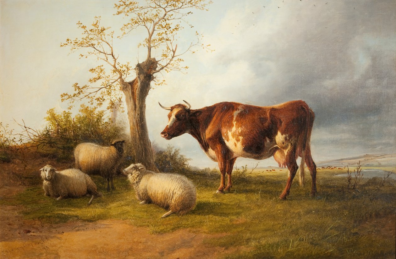 Näkymä Stour Valleyssa lehmän kanssa tekijältä Thomas Sidney Cooper
