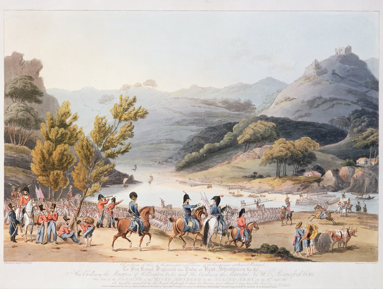 Mondego-joen Fording, kaiverrus C. Turner, 21. syyskuuta 1810 tekijältä Thomas Staunton St. Clair
