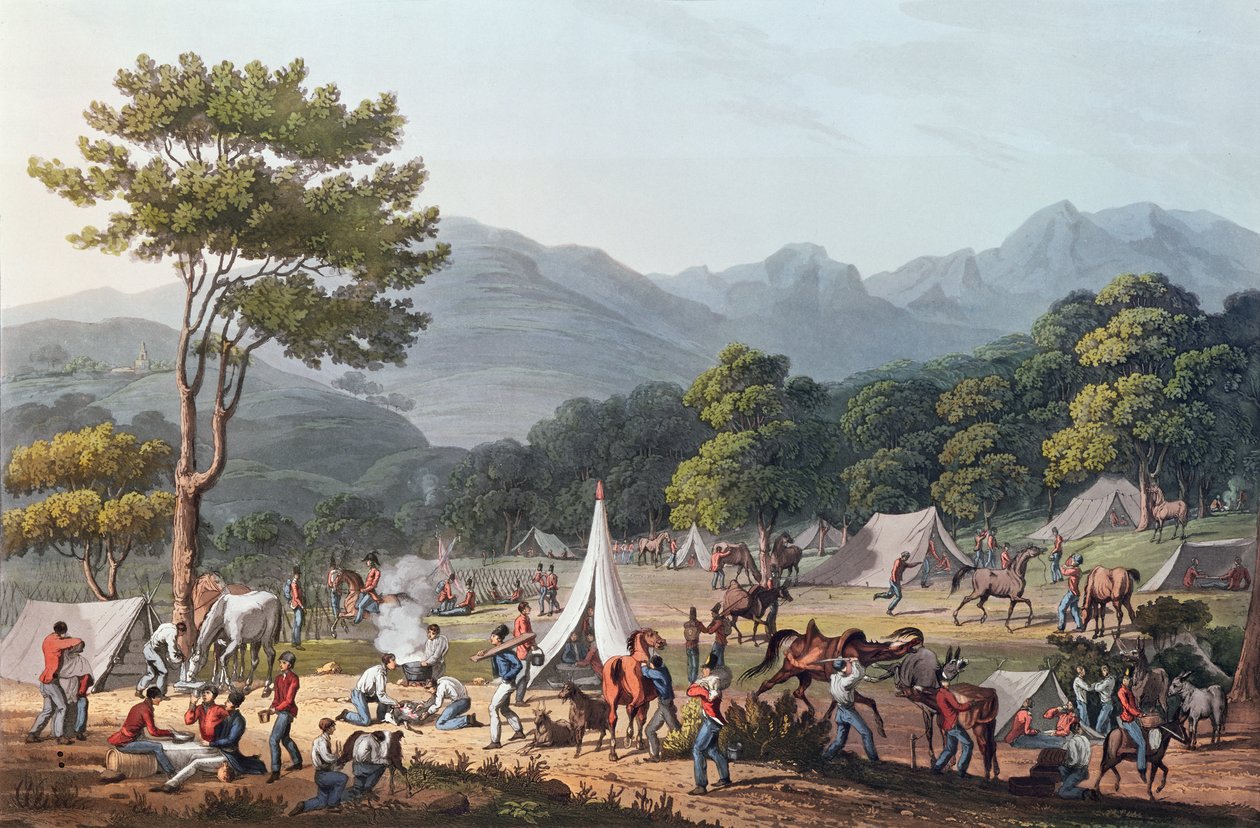 Vila Velhan lähellä haettu joukkoja, kaiverrus C. Turner, 19. toukokuuta 1811 (värilitografia) tekijältä Thomas Staunton St. Clair