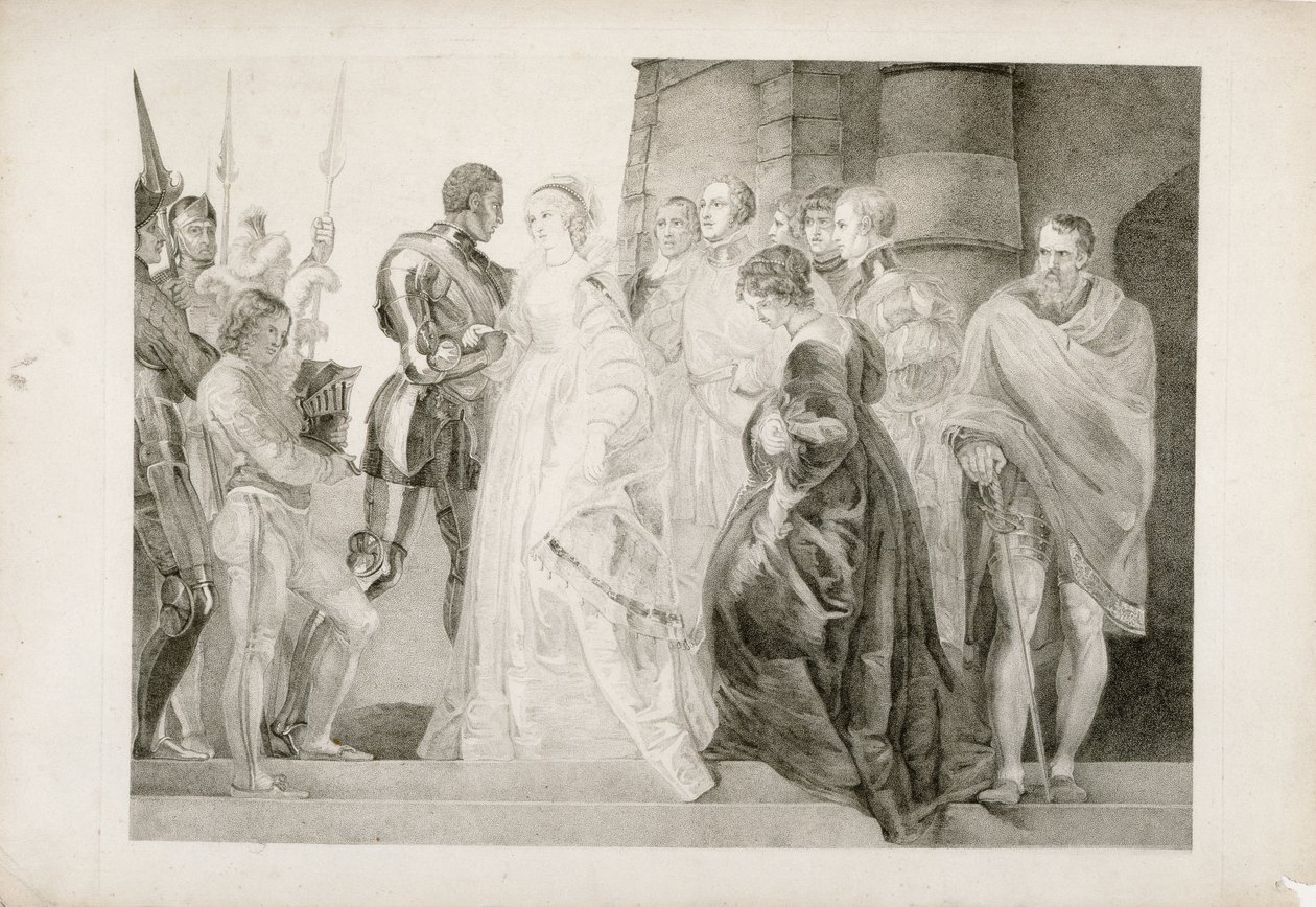 Othello, näytös II, kohtaus I, kaiverrus Thomas Ryder (1746-1810) 1803 tekijältä Thomas Stothard
