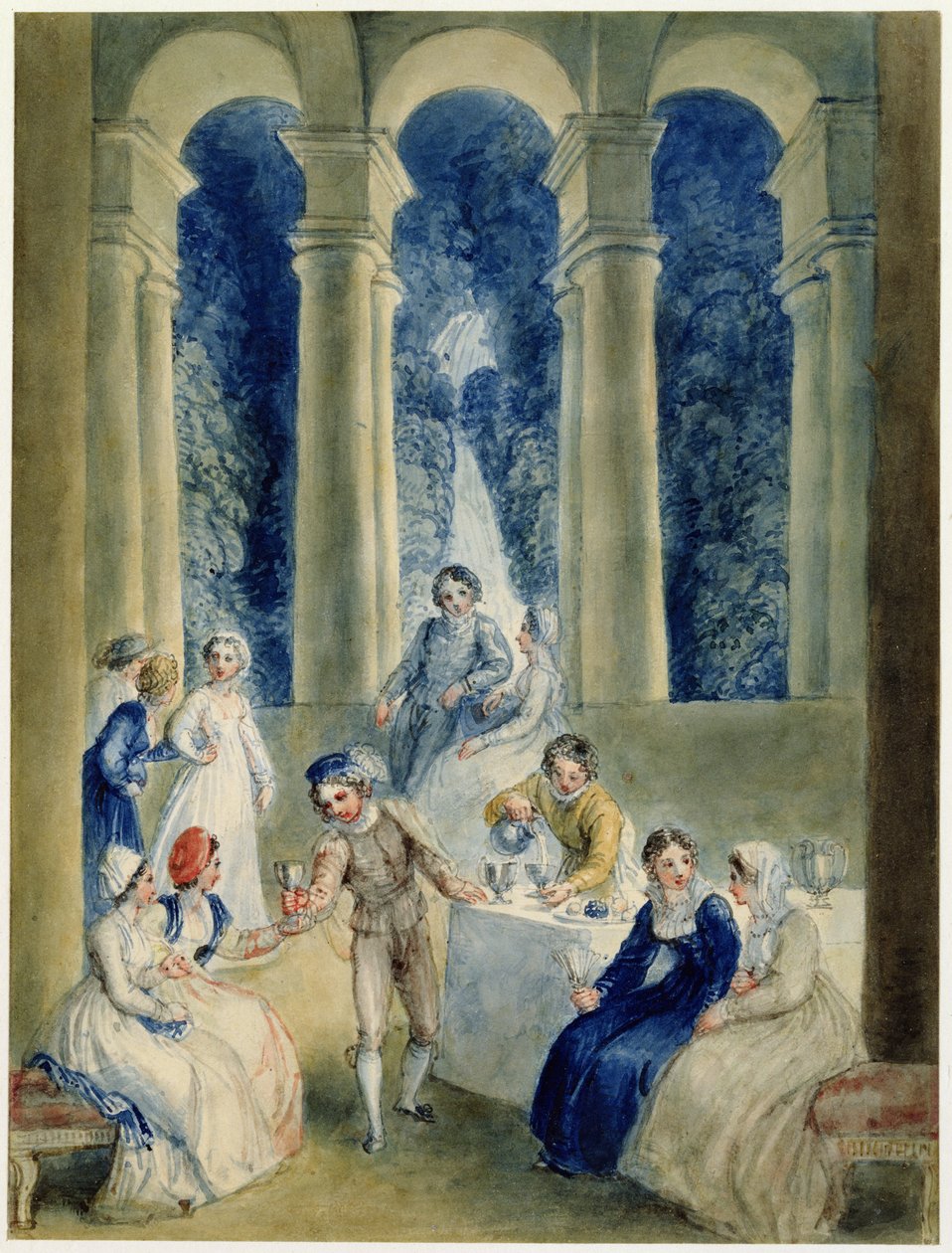 Dekameronin kymmenes päivä, Boccaccion Decameronista (wc grafiitin päällä paperilla) tekijältä Thomas Stothard
