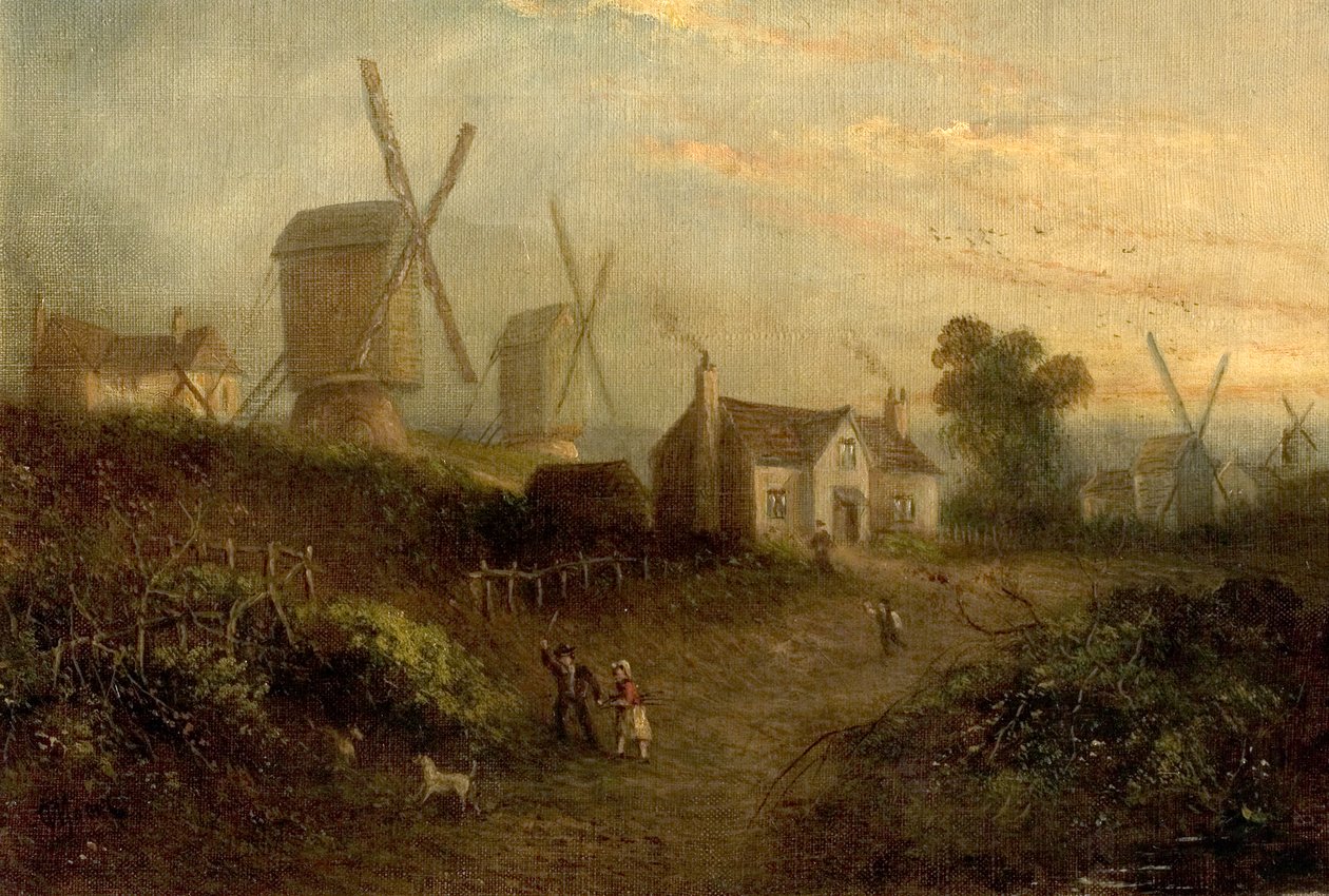 Mills and Gorse Bushes Nottingham Forestissa, 1848 tekijältä Thomas Sturge Moore
