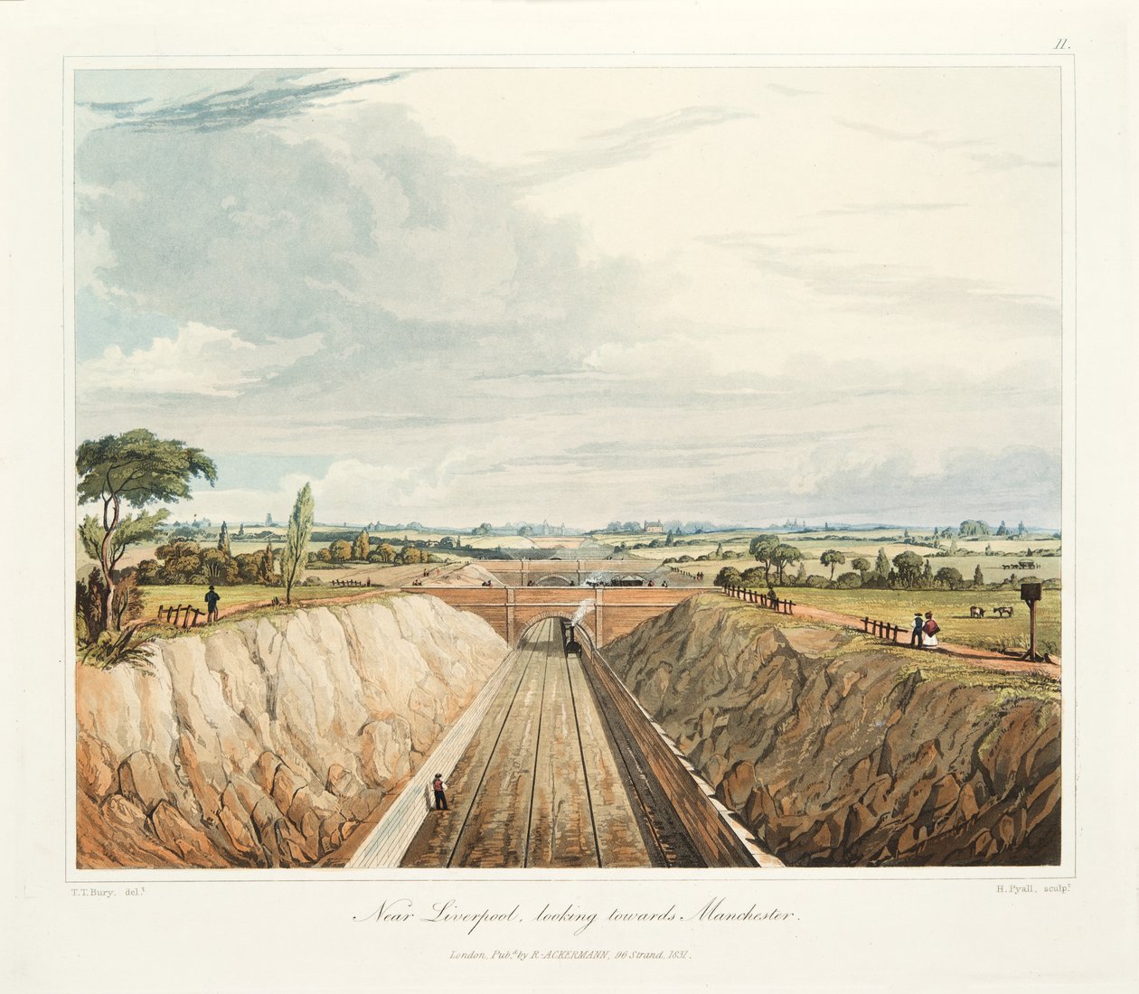Lähellä Liverpoolia Manchesteriin päin, julkaistu 1831 (käsinvärinen kaiverrus) tekijältä Thomas Talbot Bury