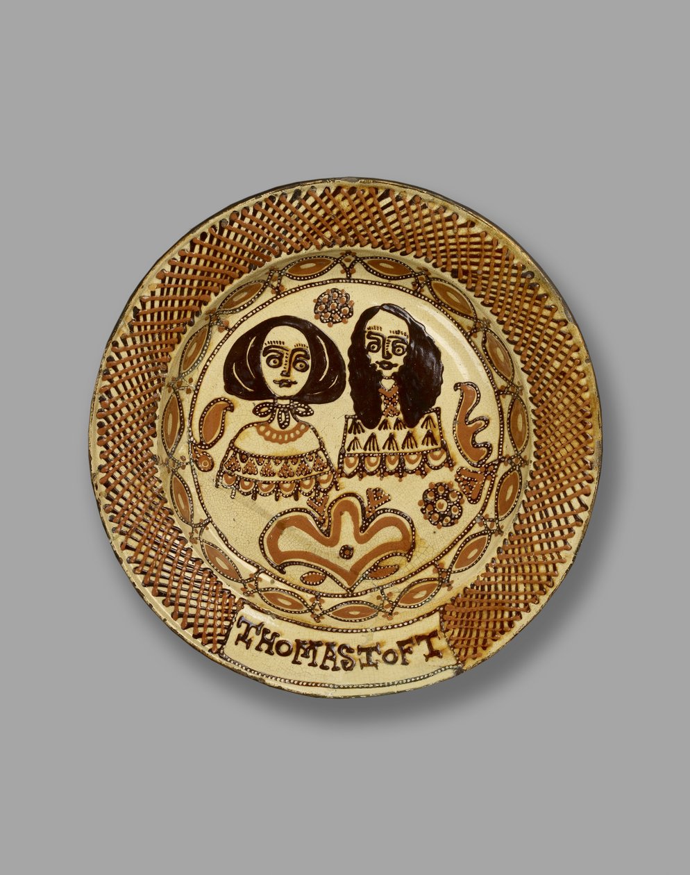 Toft Dish, Staffordshire-astiat, n. 1670 (maalattua keramiikkaa) tekijältä Thomas Toft