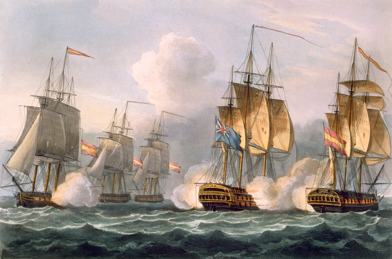 Dorothean vangitseminen, 15. heinäkuuta 1798, kaivertanut Thomas Sutherland J. Jenkinsin teokseen "Naval Achievements", 1816 (värikaiverrus) tekijältä Thomas Whitcombe