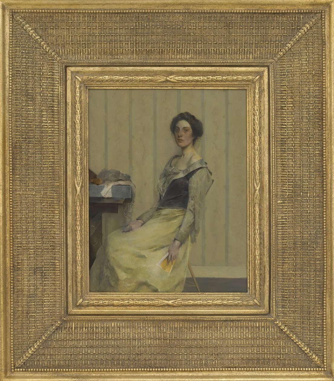 La Comedienne, 1906 (öljy puulevylle) tekijältä Thomas Wilmer Dewing
