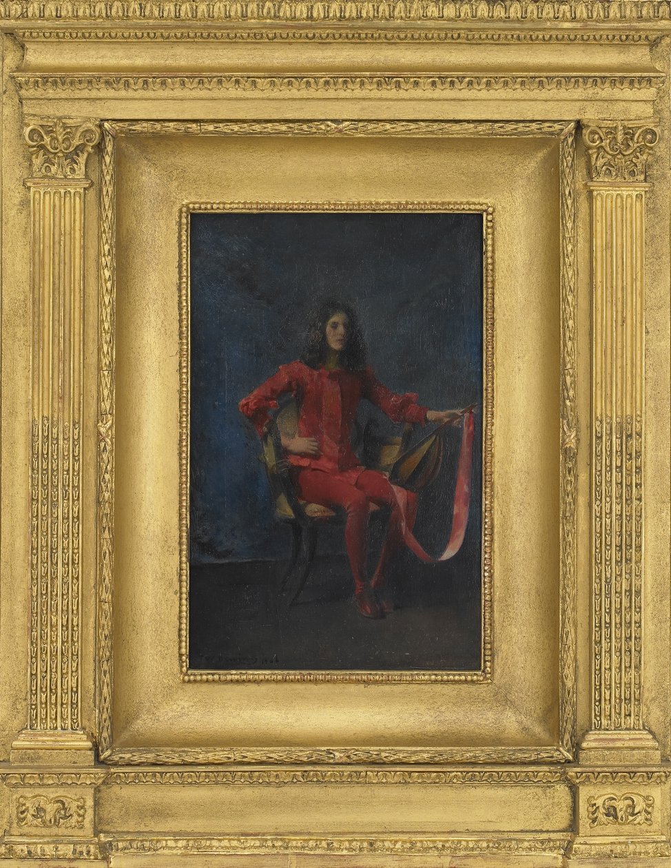 La Comedienne, 1906 (öljy puupaneelille) tekijältä Thomas Wilmer Dewing
