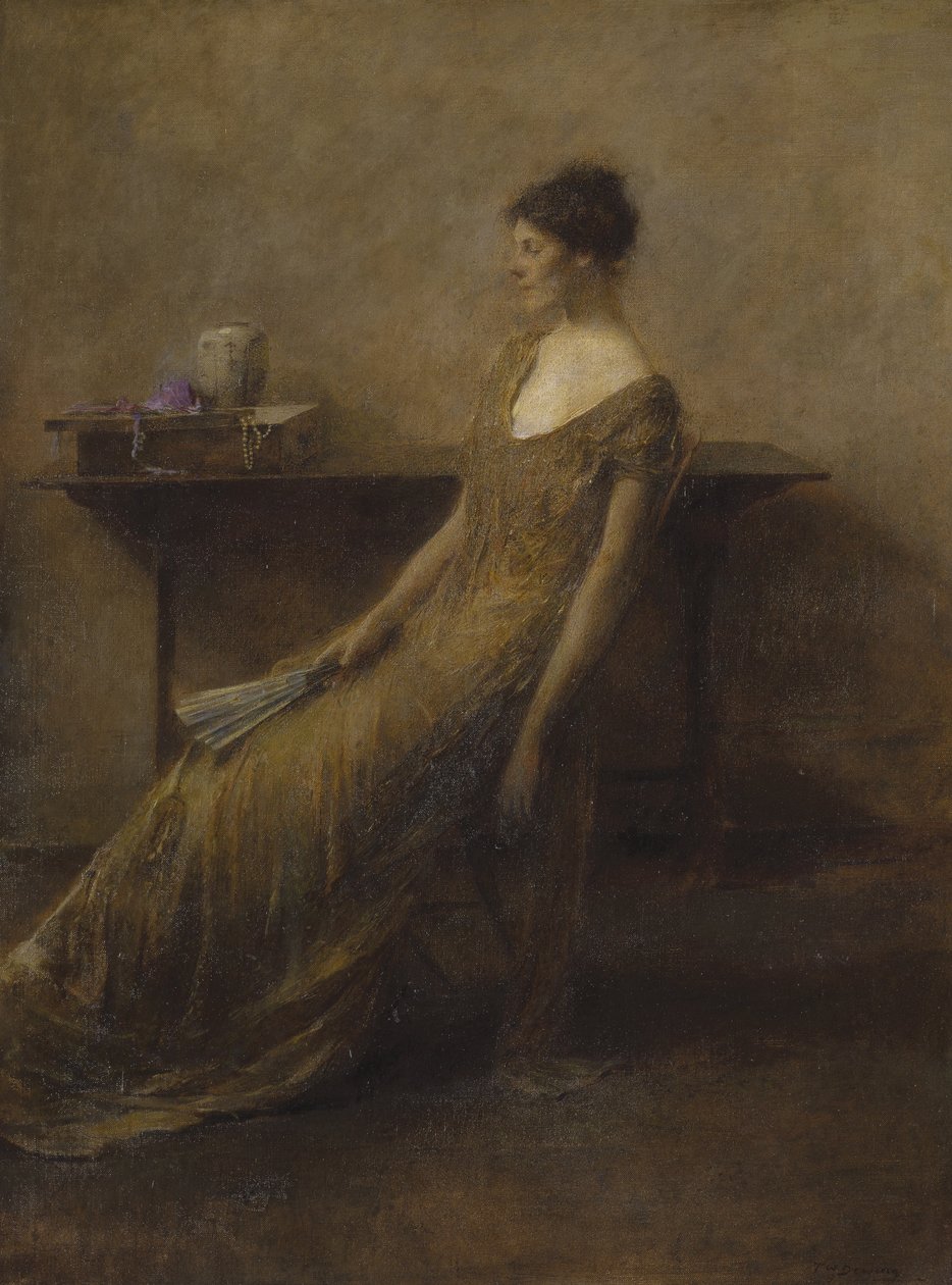 Lady kultaan pukeutuneena tekijältä Thomas Wilmer Dewing