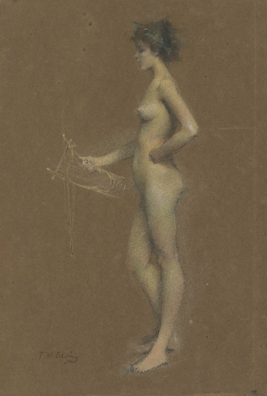 Sappho, 1893-94 (pastelli ruskealle paperille) tekijältä Thomas Wilmer Dewing