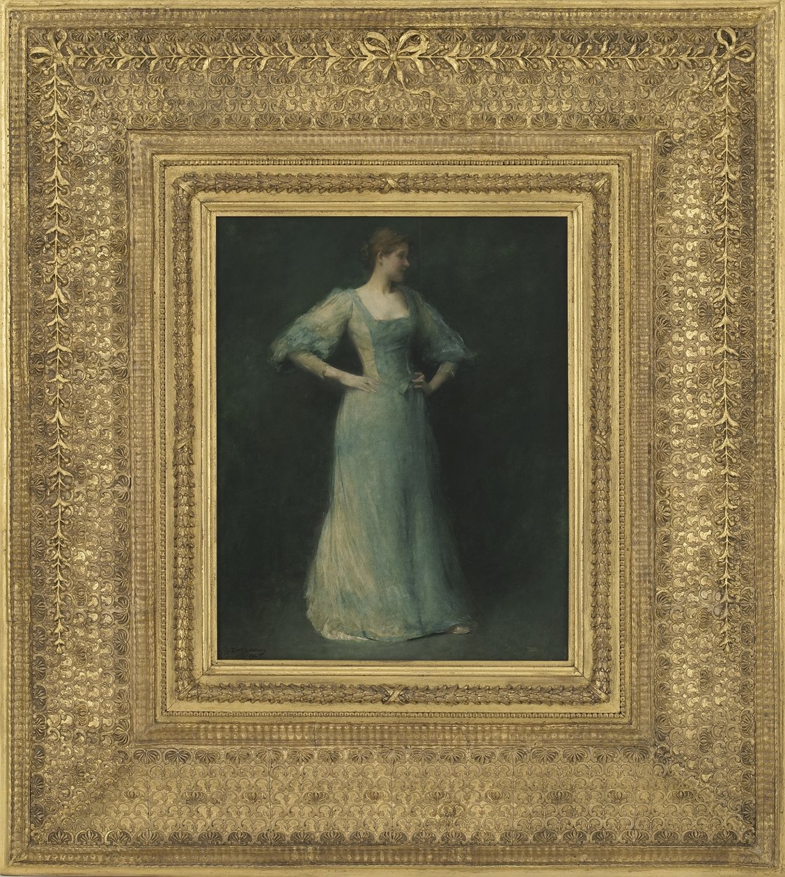 Sininen mekko, 1892 (öljy puulevylle) tekijältä Thomas Wilmer Dewing