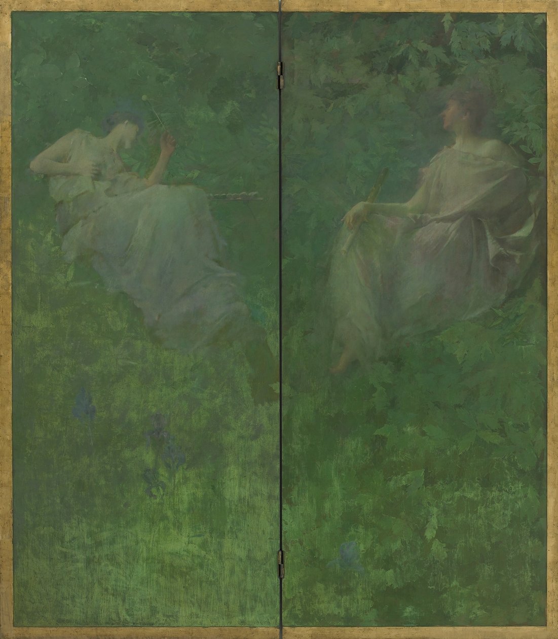 The Four Sylvan Sounds, 1896-97 (öljy puulevyille) tekijältä Thomas Wilmer Dewing