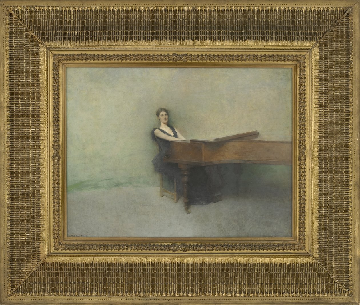 Piano, 1891 (öljy puulevylle) tekijältä Thomas Wilmer Dewing