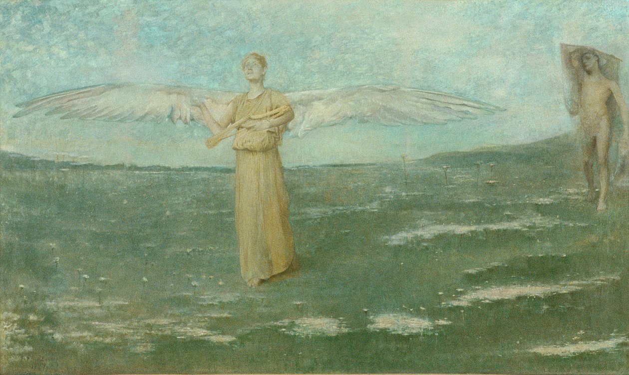 Tobias ja enkeli, 1887 tekijältä Thomas Wilmer Dewing