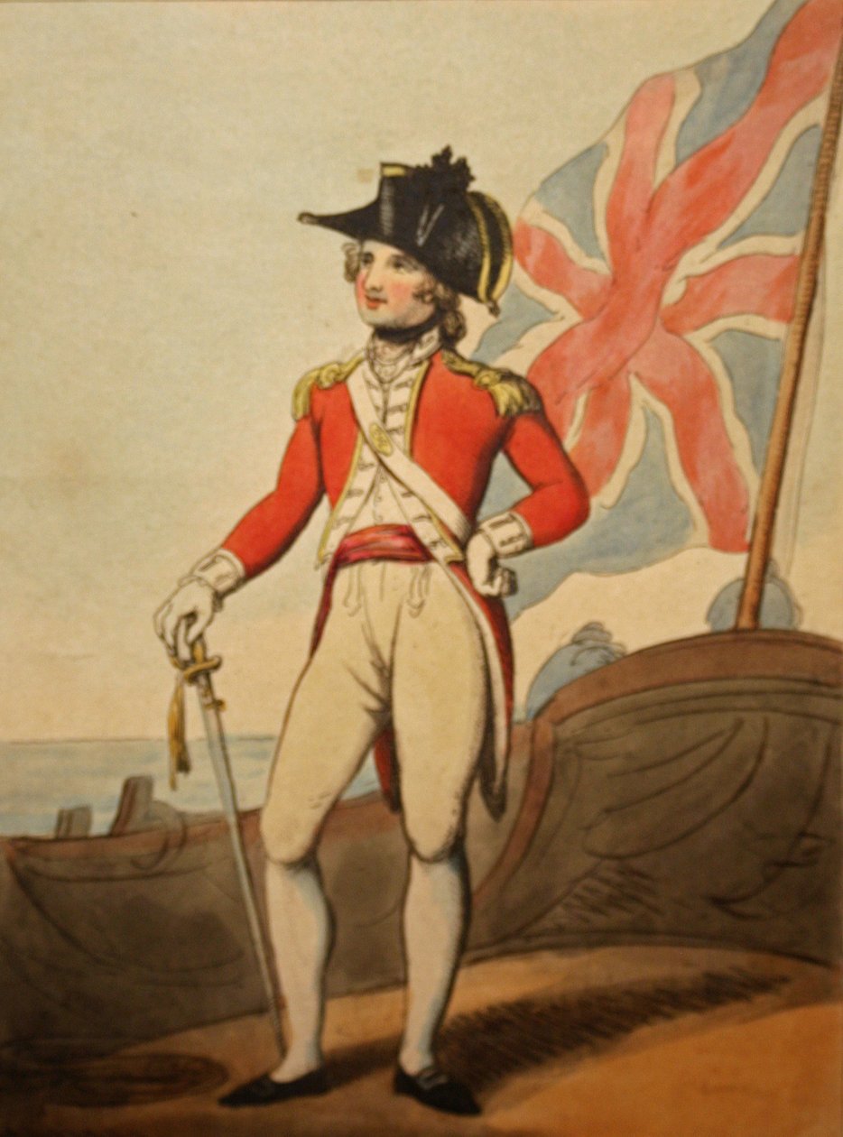 Merijalkaväen kapteeni, 1799 (käsinvärinen etsaus) tekijältä Thomas after Rowlandson
