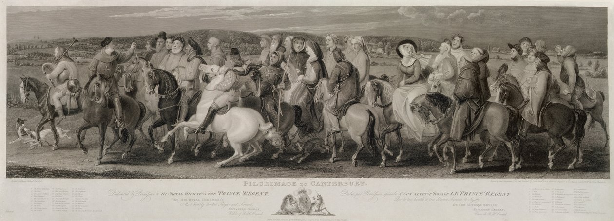 Pyhiinvaellus Canterburyyn, kaiverrus James Heath (1757-1834) ja Luigi Schiavonetti (1765-1810) (etsaus ja kaiverrus) tekijältä Thomas Stothard