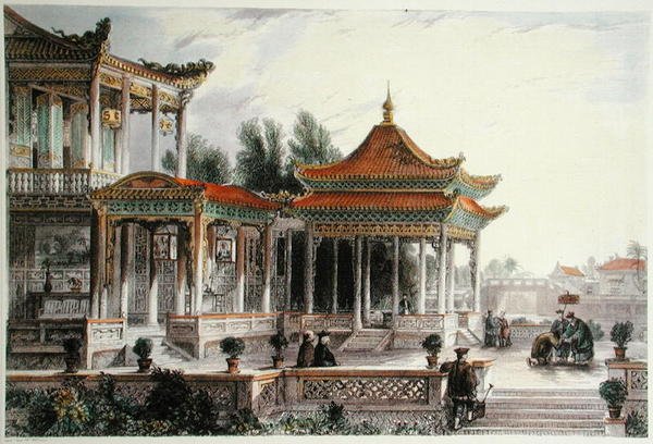 Toivon tähden paviljonki, Tong Chow, n. 1850 (värilitho) tekijältä Thomas (after) Allom