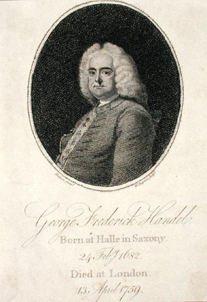 George Frederick Handel (1685-1759), kaiverrus W. Chapman (kaiverrus) tekijältä Thomas (after) Hudson