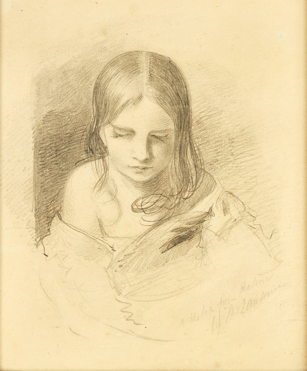 Luonnos luonnosta, sanotaan olevan Ines Fletcher (lyijykynä) tekijältä Thomas (after) Lawrence
