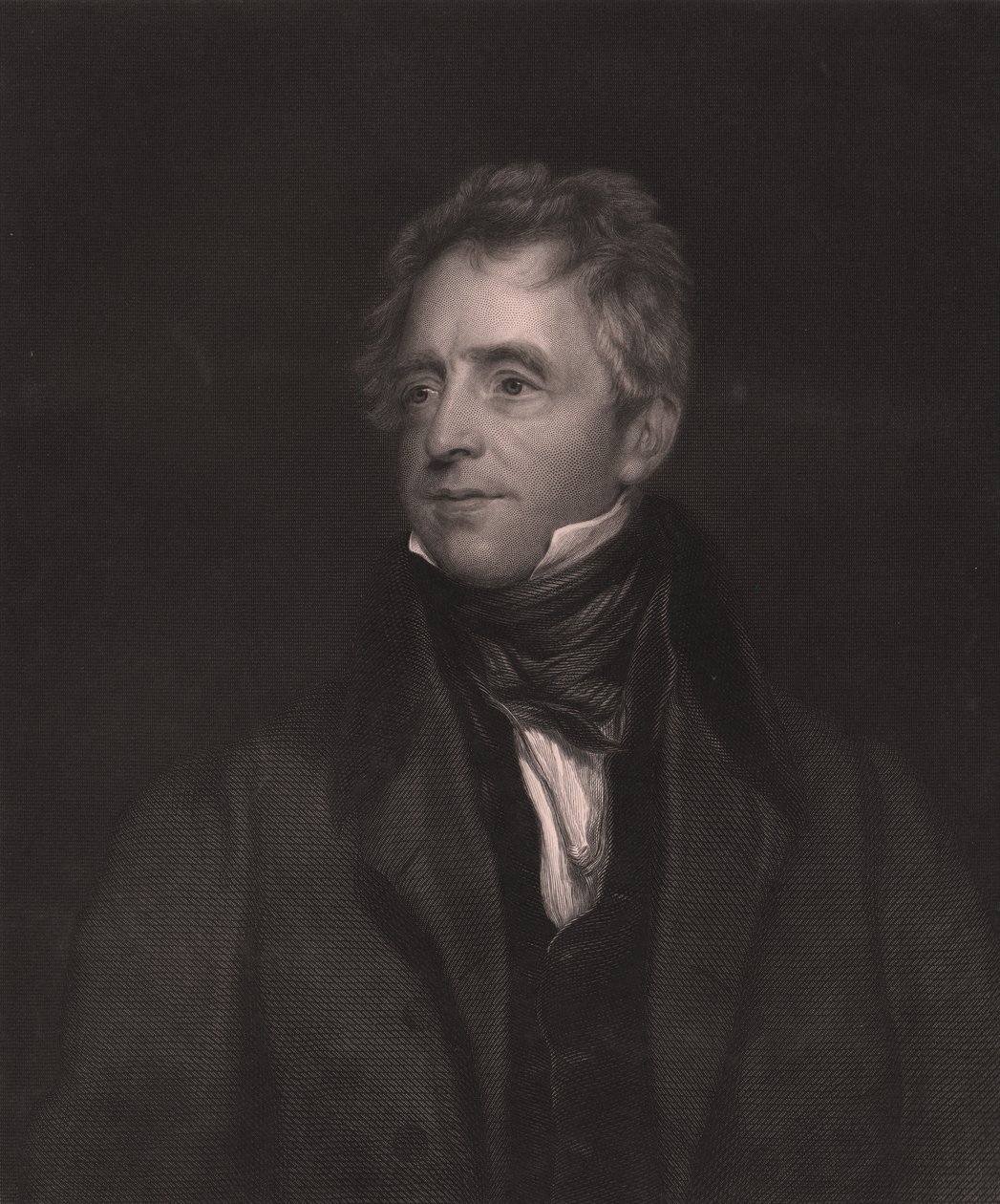 Englannin näyttelijän John Fawcettin (1768-1837) muotokuva, W J Edwardsin kaiverrus Thomas Lawrencen maalauksesta, 23x32 cm, Virtue and Co Publisher, Lontoo tekijältä Thomas (after) Lawrence