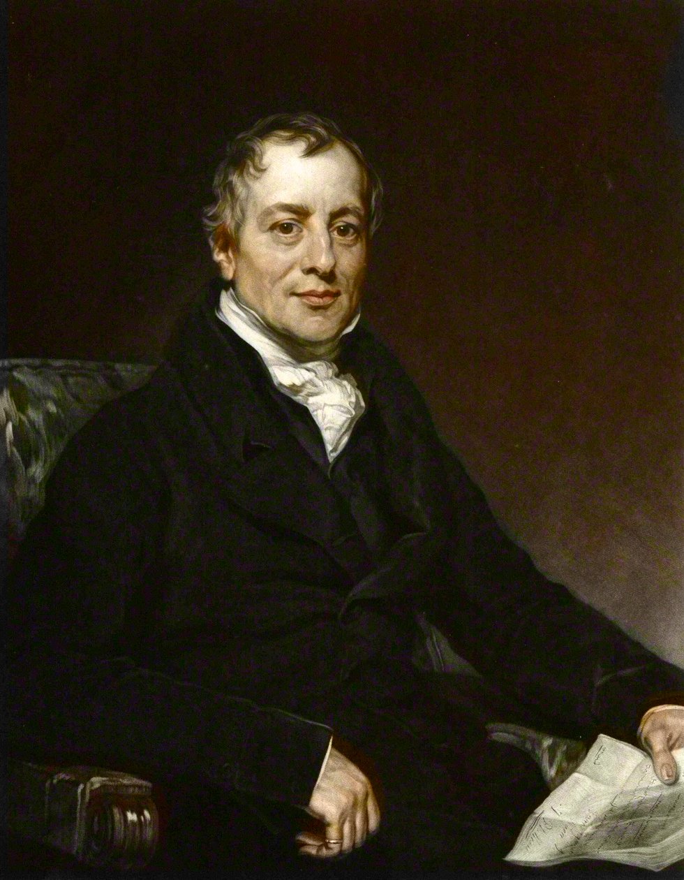 David Ricardon muotokuva - kaiverrus Thomas Phillipsin mukaan - David Ricardo (1772 - 1823), brittiläinen taloustieteilijä tekijältä Thomas (after) Phillips