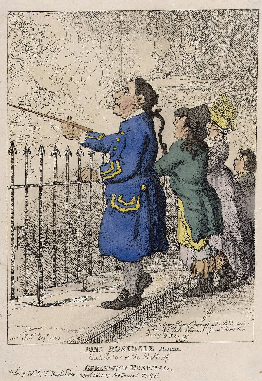John Rosedale, merimies, Greenwichin sairaalan aulan kävijäopas (Englanti). tekijältä Thomas (after) Rowlandson