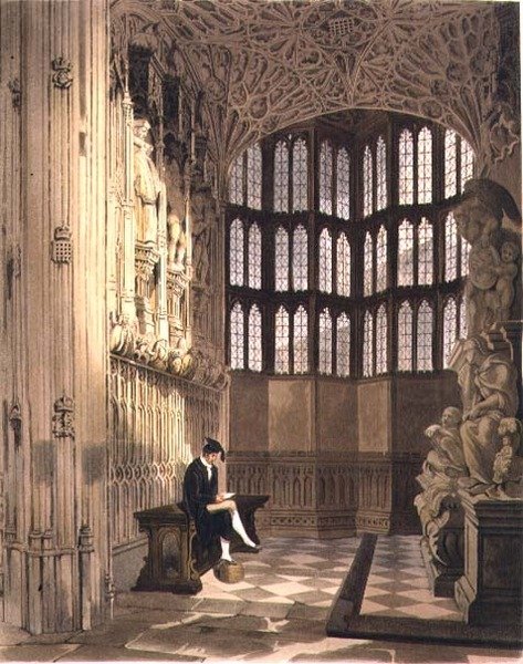 Henry the Seventh Chapel, levy R Westminster Abbeystä, kaiverrettu J. Bluck (fl.1791-1831) pub. kirjoittanut Rudolph Ackermann (1764-1834) 1812 (akvatinta) tekijältä Thomas (after) Uwins