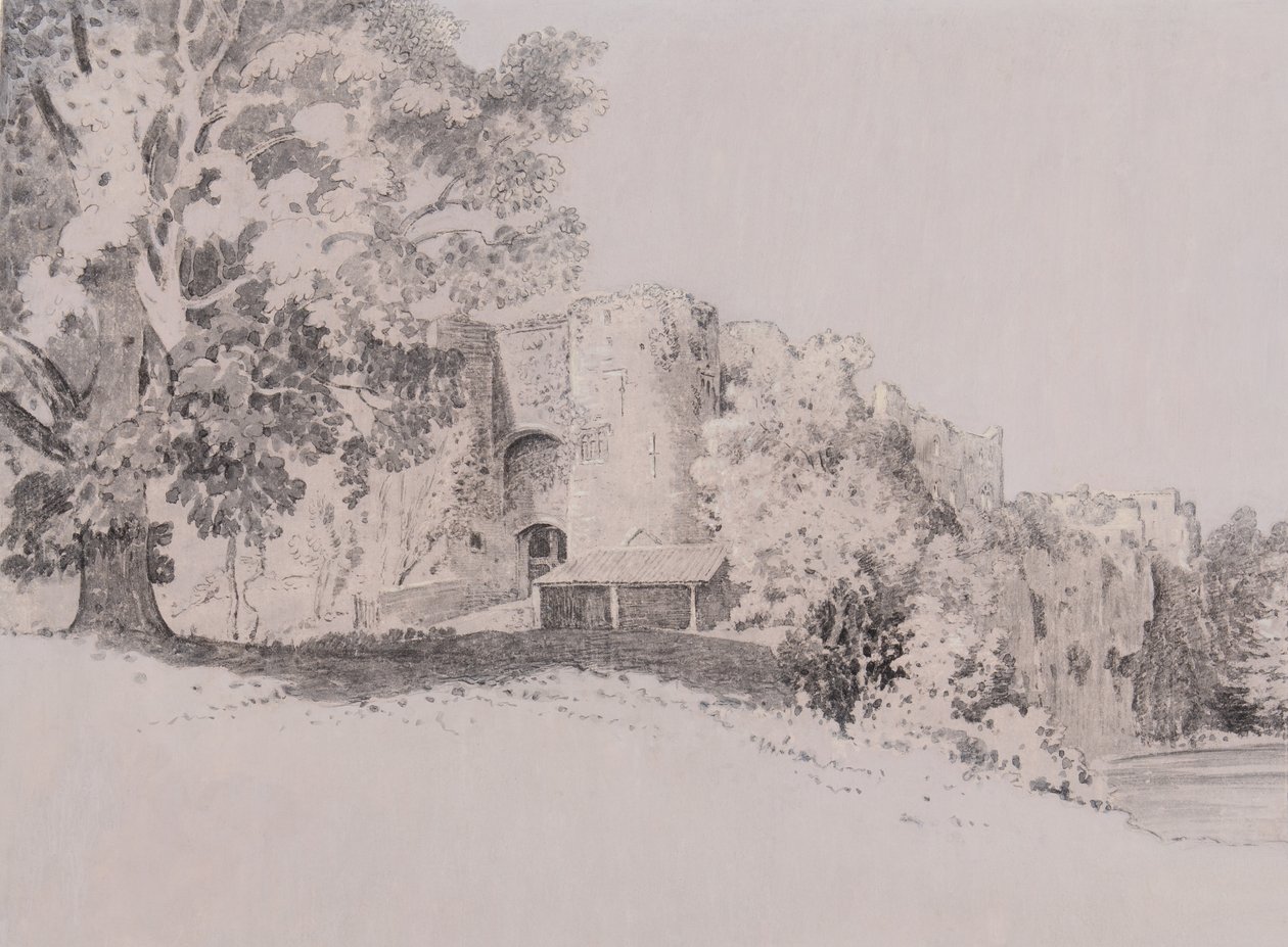 Chepstow Castle (kynä, sivellin ja muste guassimaalauksessa) tekijältä Thomas (attr. to) Tudor