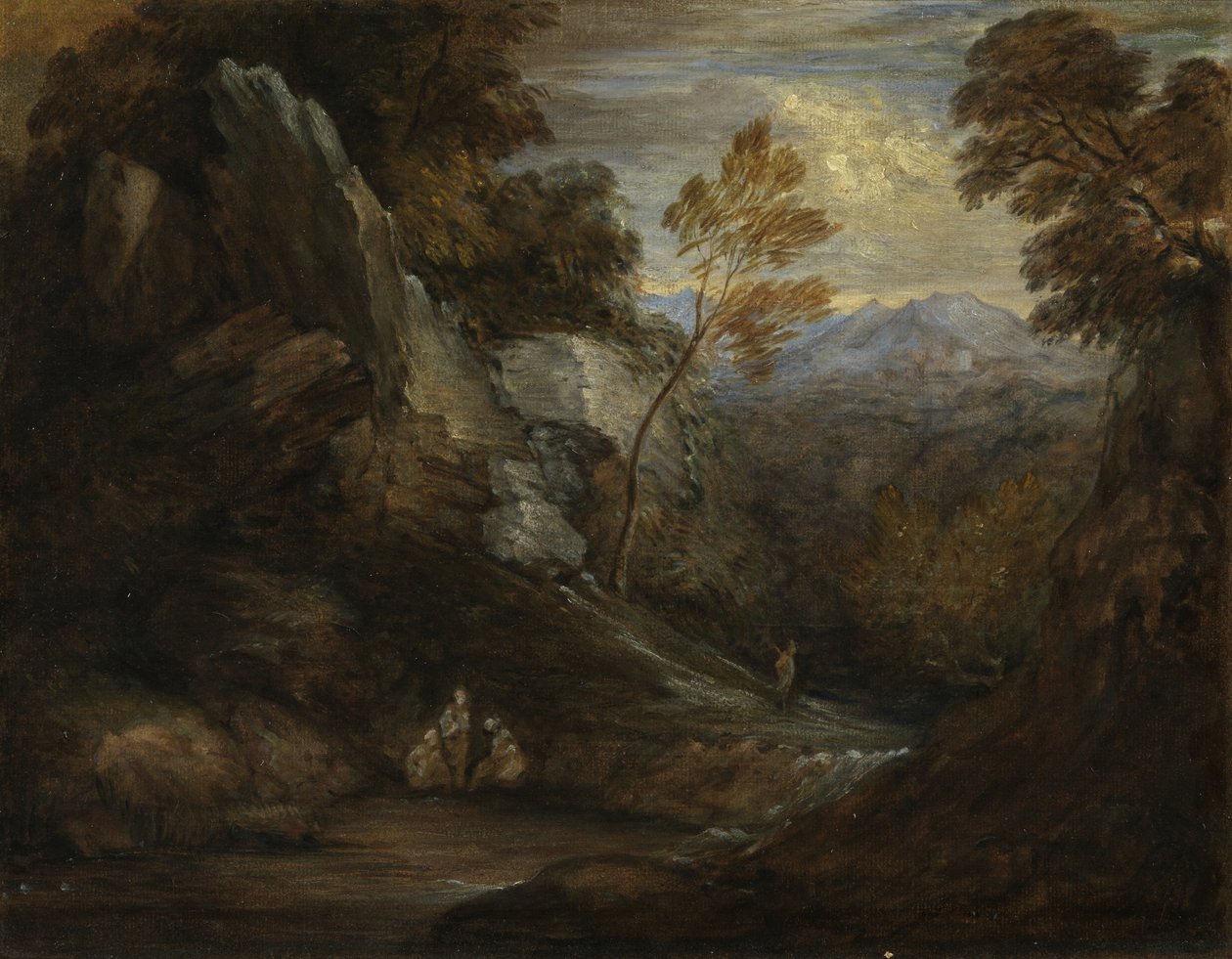 Imaginary Landscape, c1880-1920 (öljy paperille kankaalle) tekijältä Thomas (follower of) Gainsborough